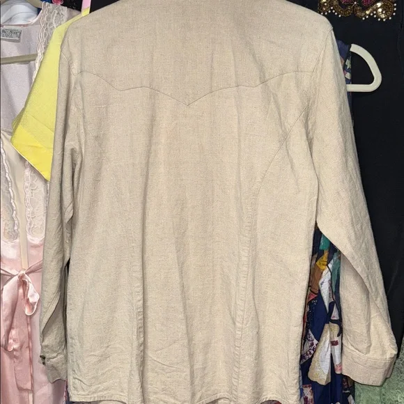 Vintage Wrangler Women's Tan  Embroidered long sleeve western shirt - Picture 6 of 6